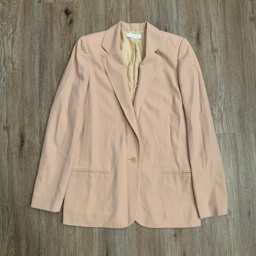 Chloé one-button tailored blazer, silk-lined in blush pink - size medium